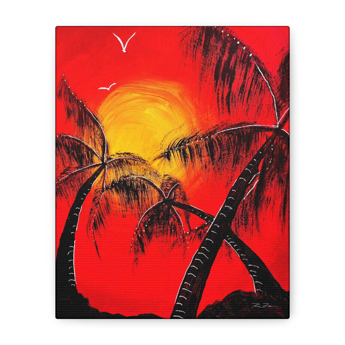Palm Sunset Silhouette Canvas