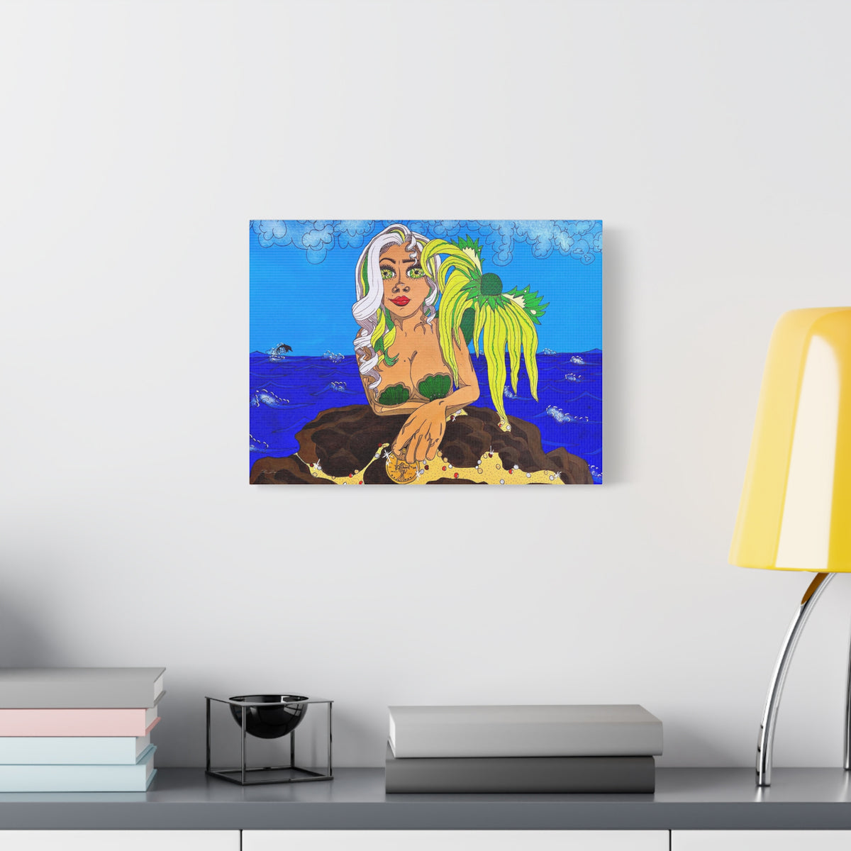 Tropical Mermaid Canvas Art – Beachy Sea Goddess Matte Wall Décor